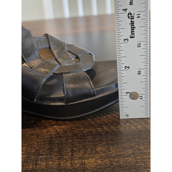 Naturalizer Violet Wedge Sandals Black Leather Slides Heels Slip on Shoes 11 M‎ - Picture 9 of 9